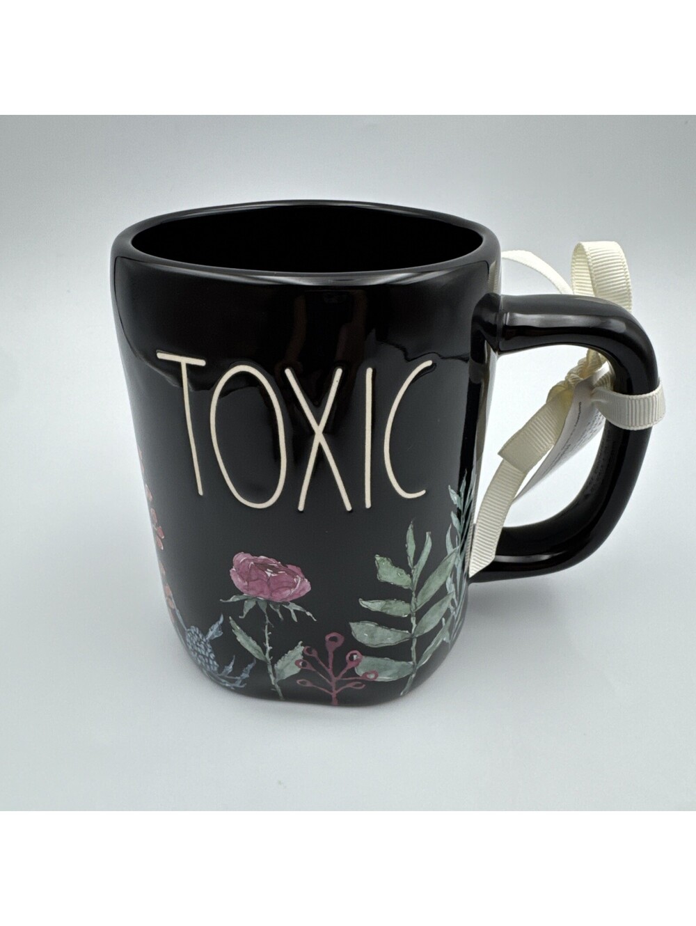 Rae Dunn by Magenta "TOXIC" Black Floral Halloween Ceramic Mug (New with Tags)